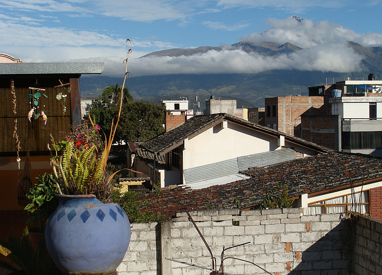 View from the roof terrace of the hostal in Otavalo