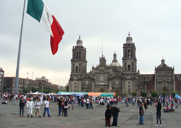 Het Zócalo, het grote centrale plein van Mexico Stad