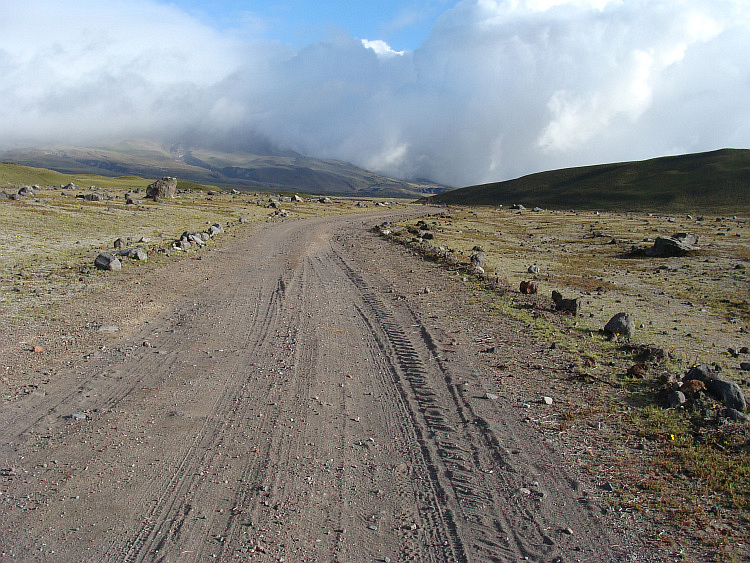 Dust road towards the Volcano Cotopaxi