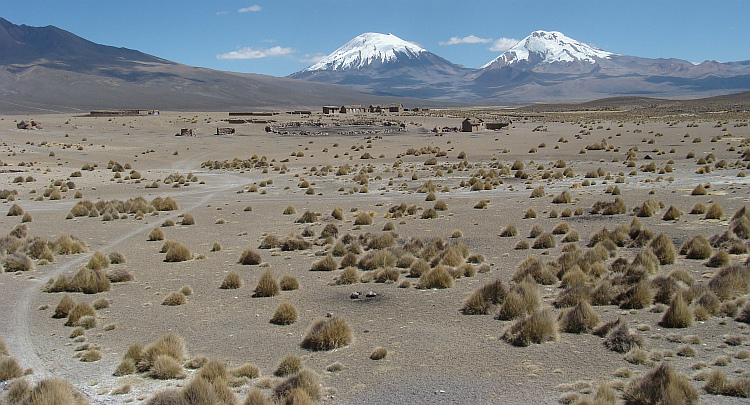De vulkanen Parinacota en Pomarape