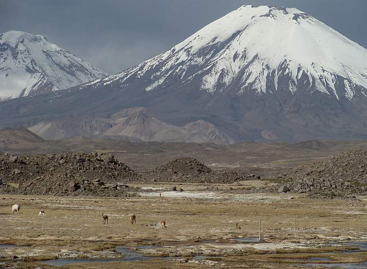 The Chilean Altiplano with the volcanoes Parinacota and Pomarape