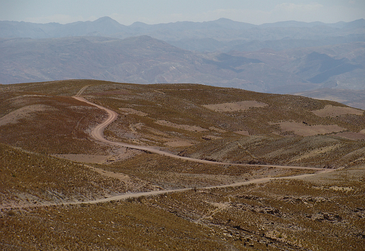 Landschap op de route van Oruro naar Sucre