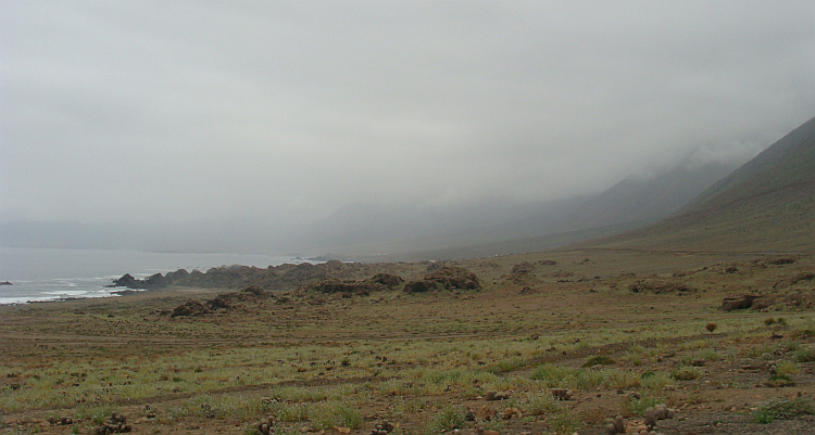 Landschap in de zeemist tussen Paposo en Taltal
