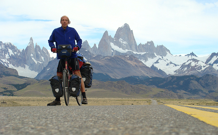 The Lonely Cyclist before the Fitz Roy