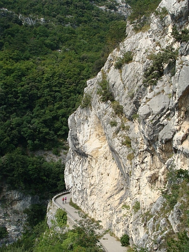 Spectacular descent through sheer cliffs walls to Lake Garda