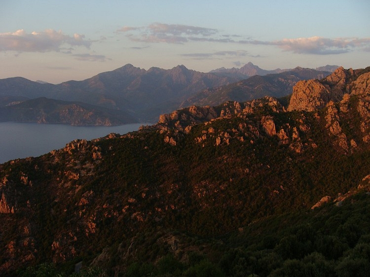 Zonsondergang in Les Calanches. Piana, Corsica