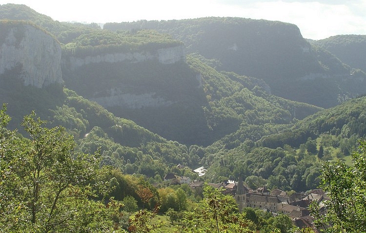 Looking down to Mouthier-Hautepierre, Upper Loue Valley