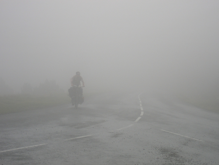 Regen en storm op de top van de Mont Aigoual