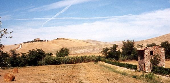 The much appraised rolling hillside landscape of Tuscany.