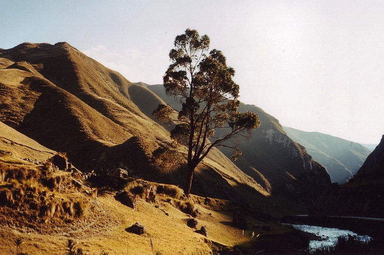 Afdaling van de Yanashalla Pass. Tussen Huallanca en La Unión