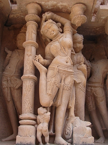 Detail van een Jain tempel van Osiyan