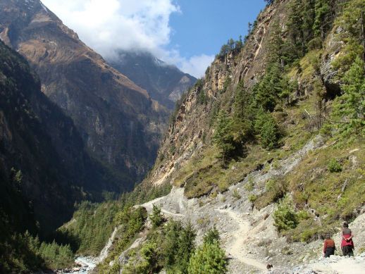 The narrow Marsyangdi Valley
