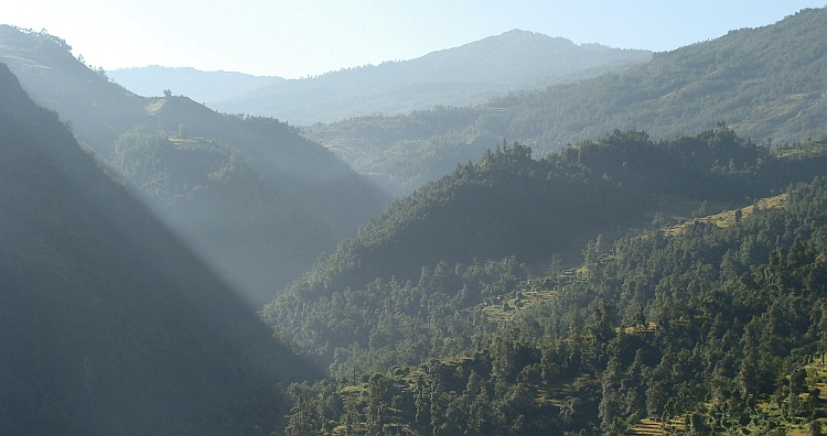 View from Tatopani up to Poon Hill