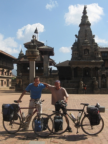 Willem (links) en ik (rechts) op het Durbar Square in Bhaktapur